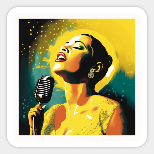 Billie Holiday Jazz Blues Singer Modern  Popart by LozsArt Sticker by LozsArt